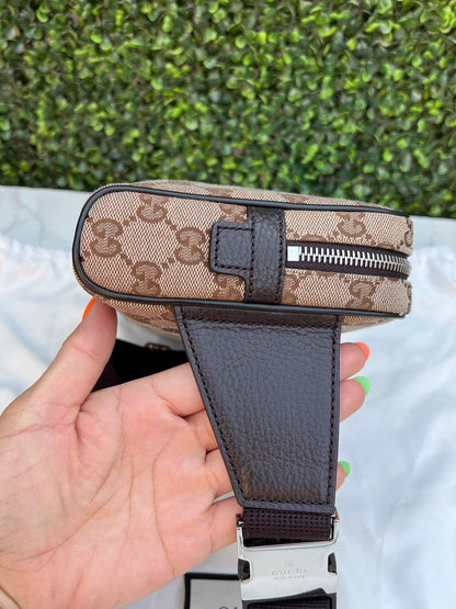 Authentic Preowned Gucci Canvas Monogram Belt Bag Dark Brown