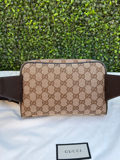 Authentic Preowned Gucci Canvas Monogram Belt Bag Dark Brown