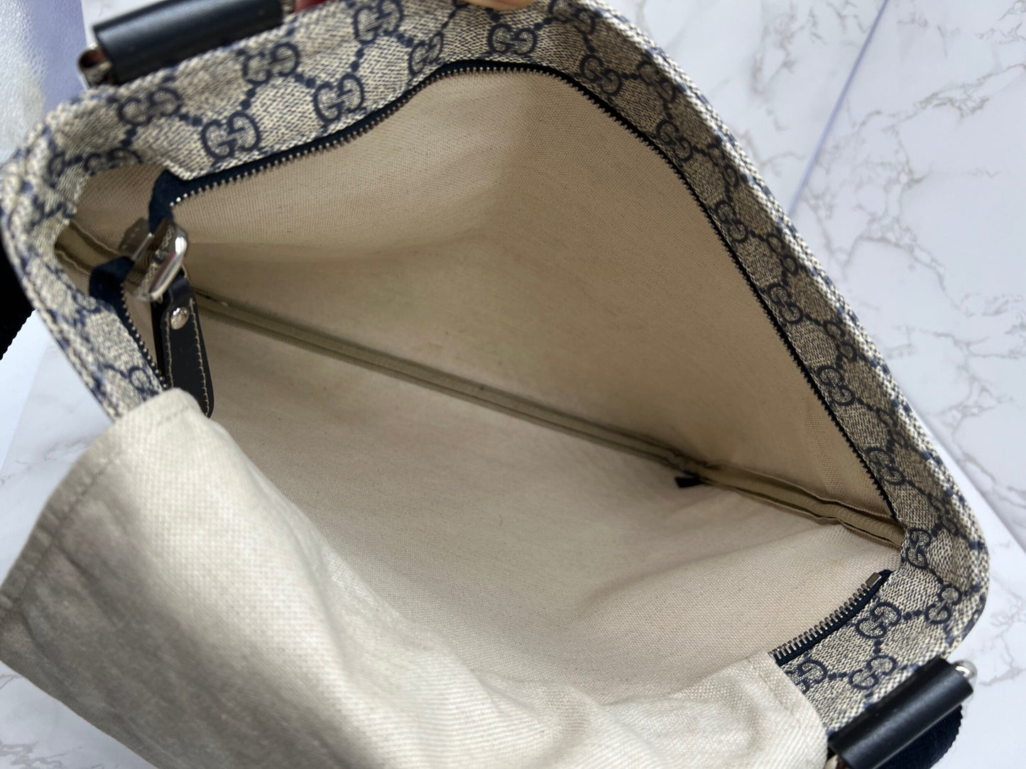 Gucci Blue/Grey GG Coated Canvas Messenger Bag