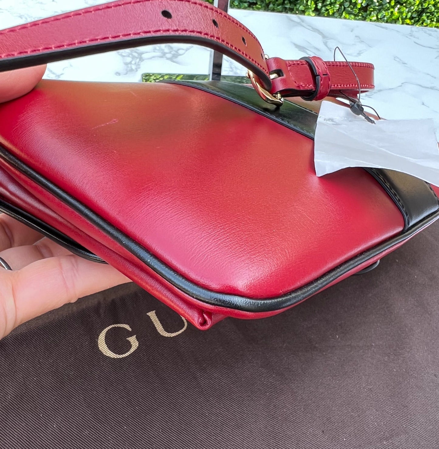 Arli Red Leather Crossbody Bag Vitello Palmellato Lux