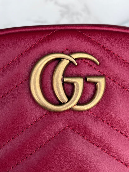 Calfskin Matelasse GG Marmont Belt Bag 85 34 Hibiscus Red