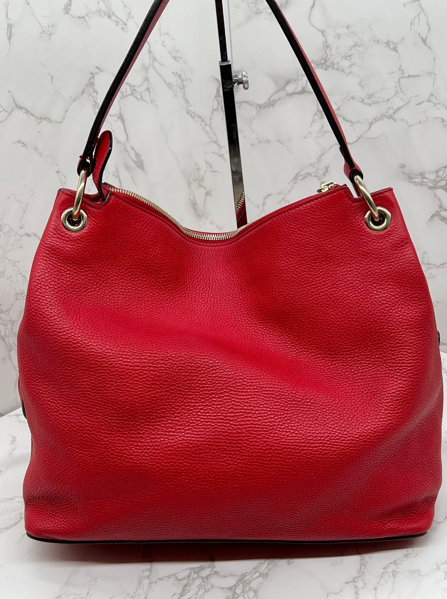 Gucci Pebbled Leather Soho Hobo Bag Red