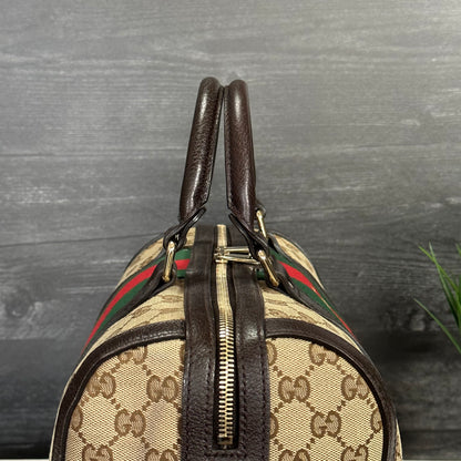 Authentic Pre-Owned Vintage Bee Web Boston Bag Dark Brown