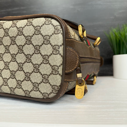 Vintage Gucci Sherry Line Web Boston Bag