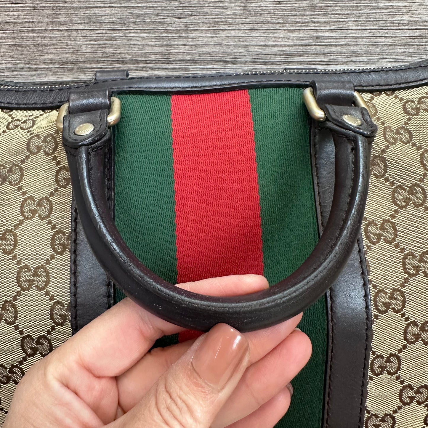 Vintage Web Boston Bag Dark Brown