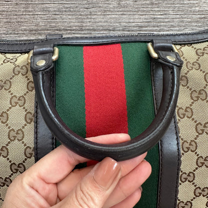 Vintage Web Boston Bag Dark Brown
