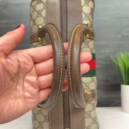 Vintage Gucci Sherry Line Web Boston Bag