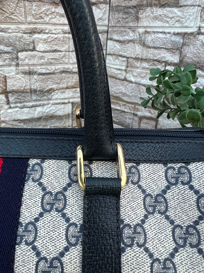 Vintage GG Supreme Navy Blue Boston Bag
