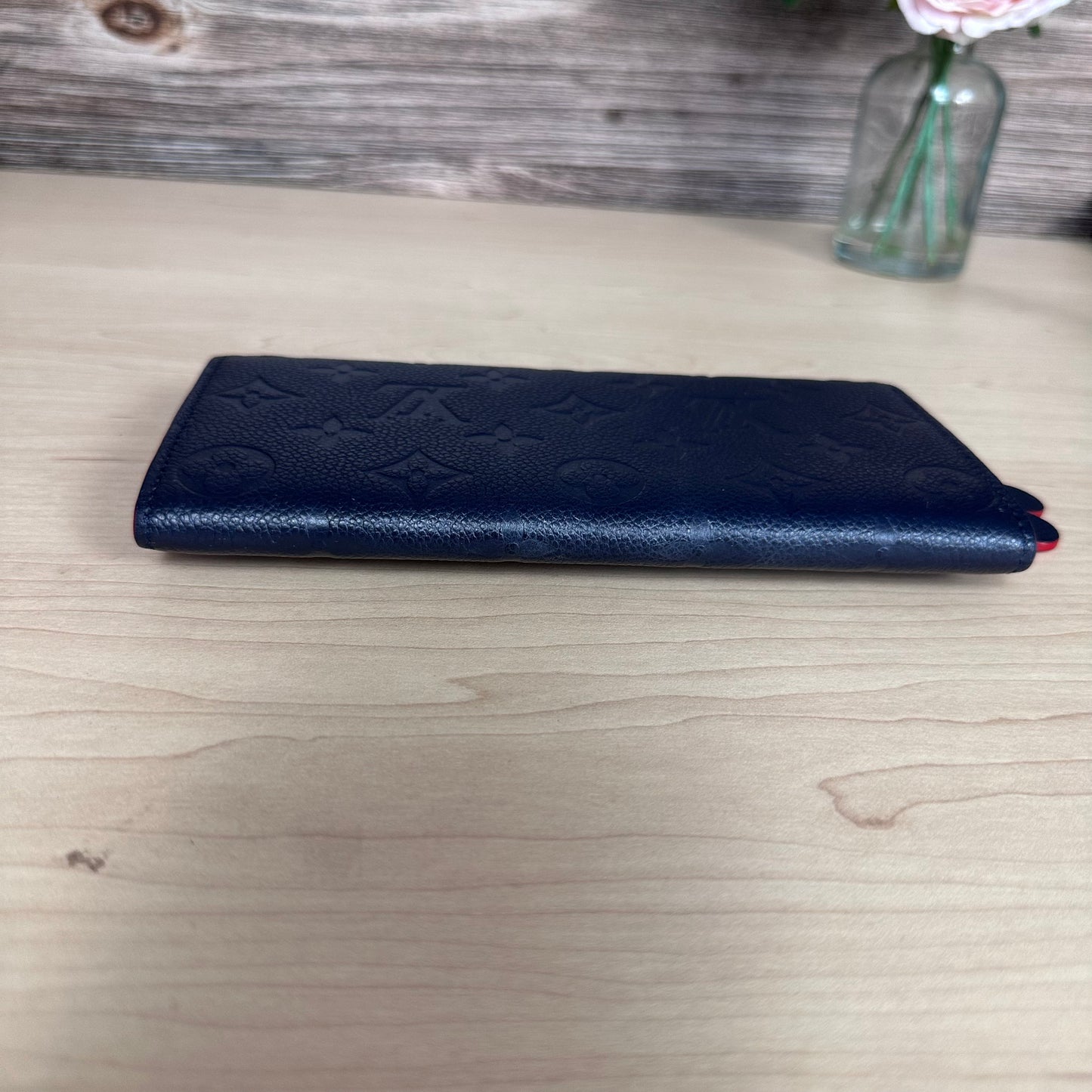 Limited Edition Empreinte Bloom Flower Emilie Wallet Marine Rouge
