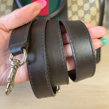 Gucci Vintage Web Dark Brown Medium Boston Bag