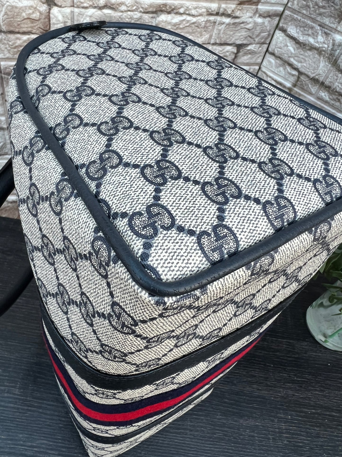 Vintage GG Supreme Navy Blue Boston Bag