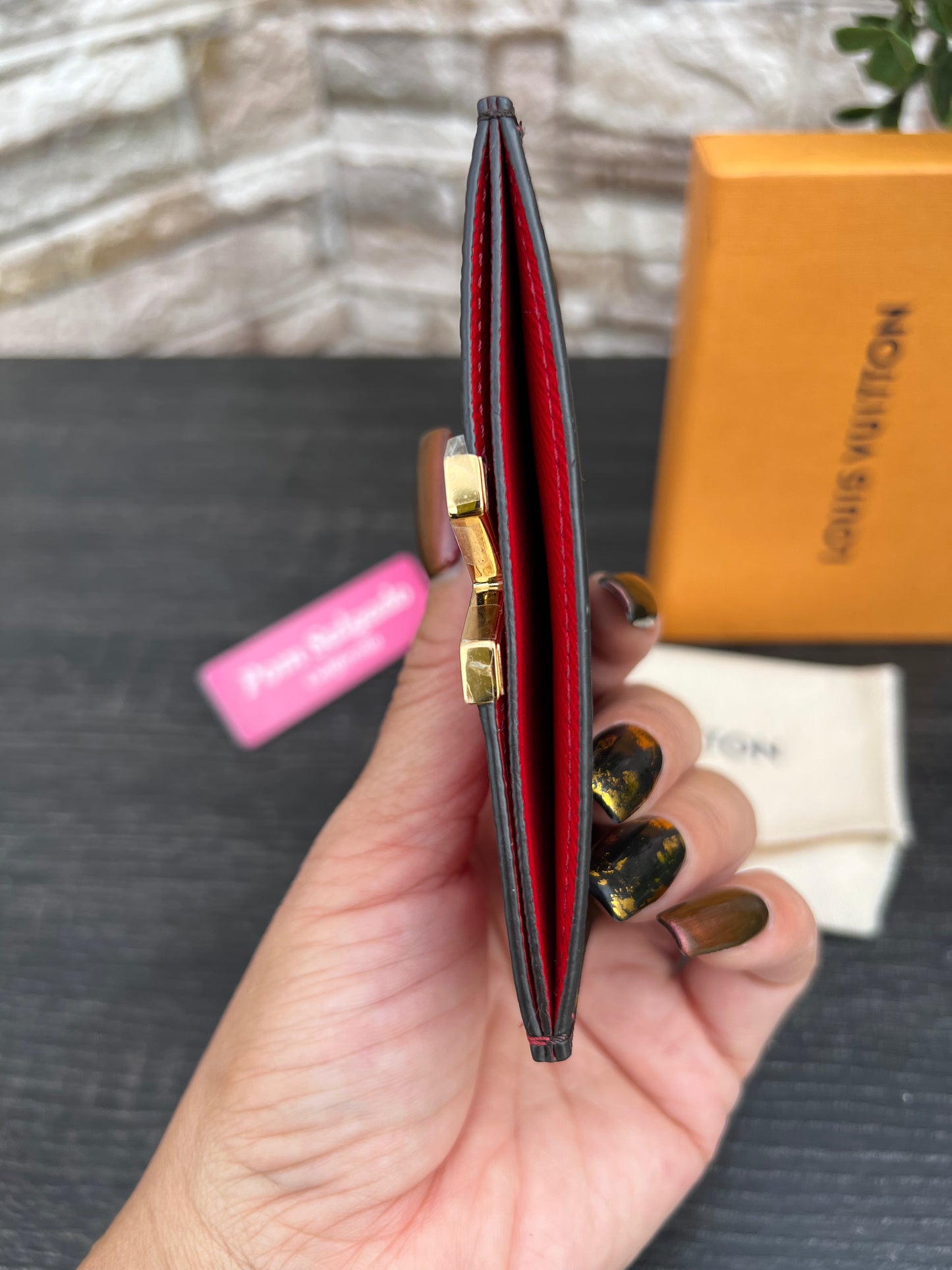 Kimono Card Holder Monogram Cerise