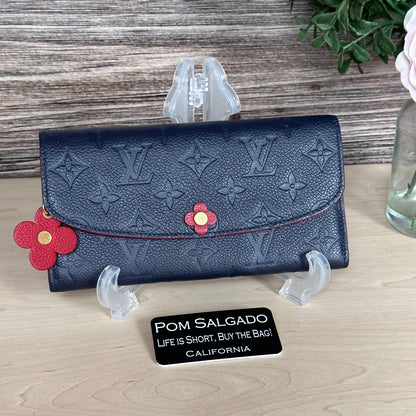 Limited Edition Empreinte Bloom Flower Emilie Wallet Marine Rouge
