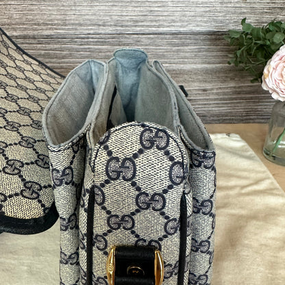 Vintage Web Navy Blue Crossbody Bag