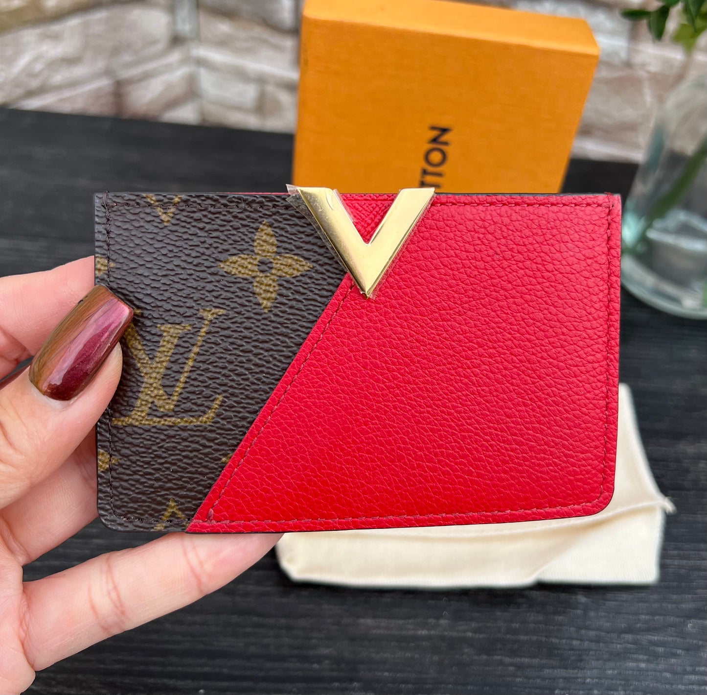 Kimono Card Holder Monogram Cerise