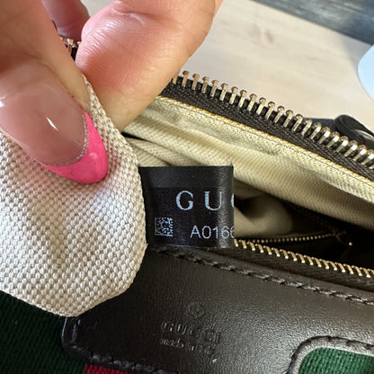 Gucci Vintage Web Dark Brown Medium Boston Bag