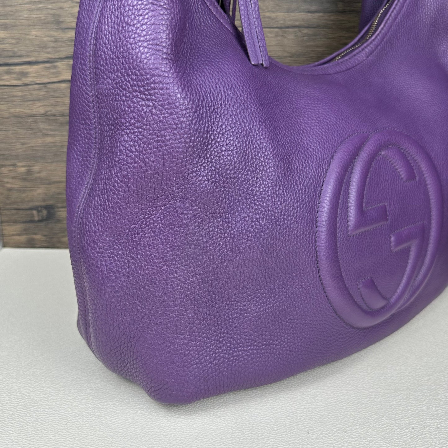 Large Soho Purple Leather Hobo Bag