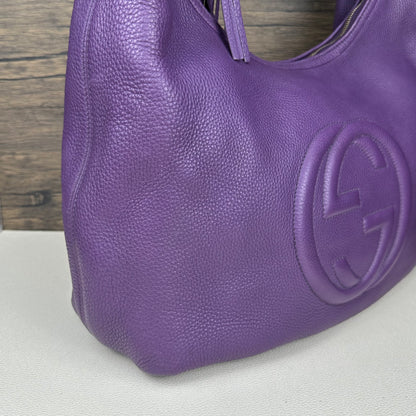 Large Soho Purple Leather Hobo Bag
