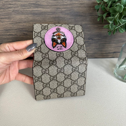 Bosco Patch GG Supreme Canvas Card Case Wallet Beige