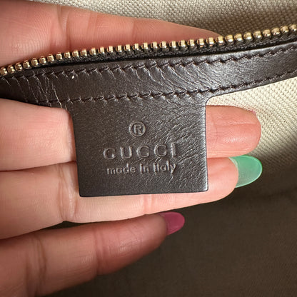 Gucci Vintage Web Dark Brown Medium Boston Bag