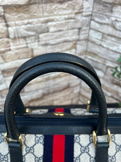 Vintage GG Supreme Navy Blue Boston Bag