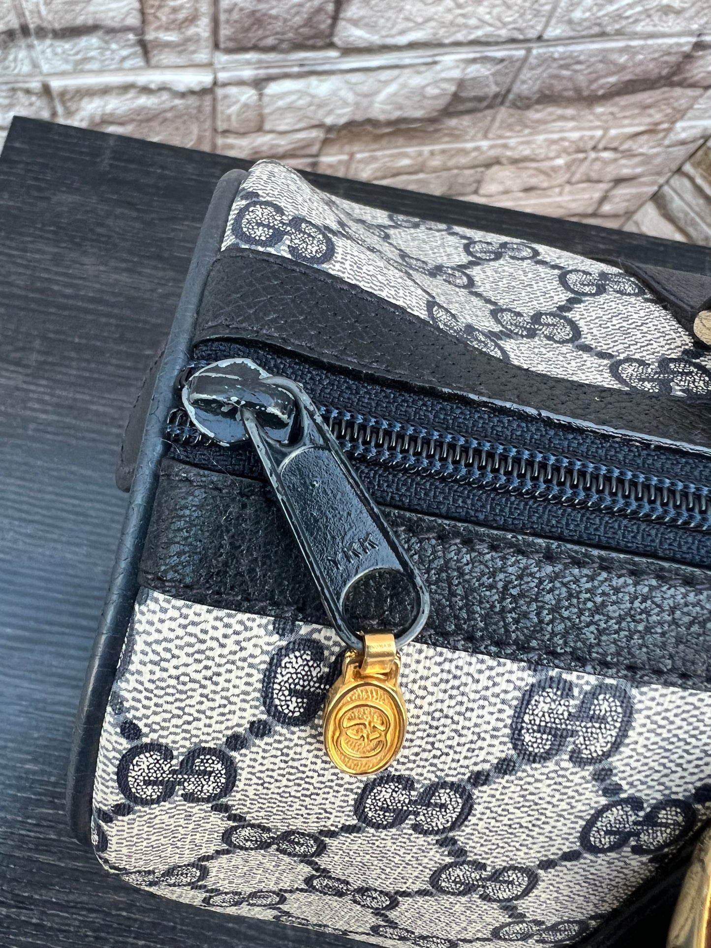 Vintage GG Supreme Navy Blue Boston Bag