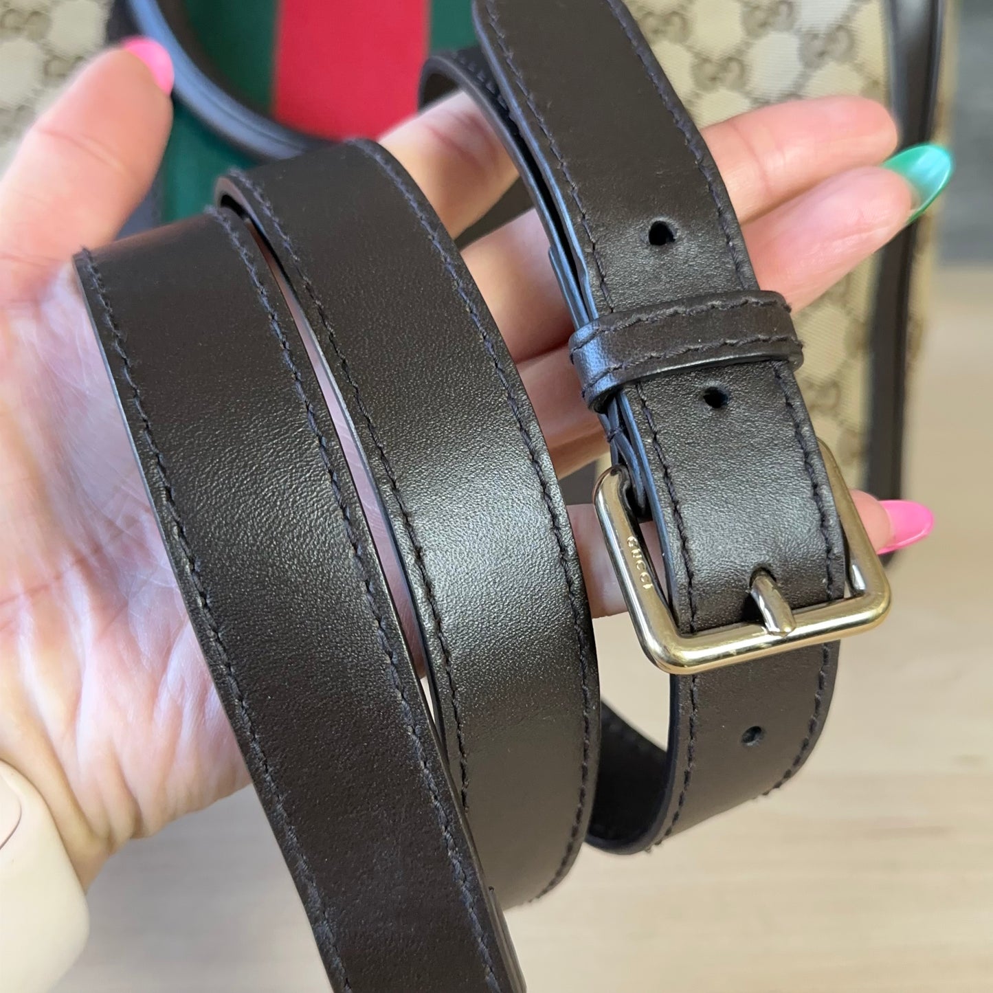 Gucci Vintage Web Dark Brown Medium Boston Bag