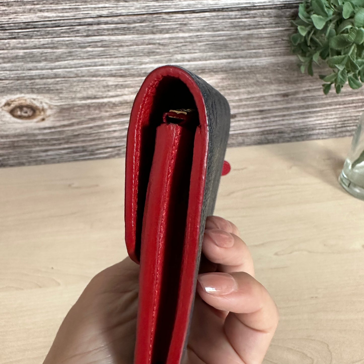 Limited Edition Empreinte Bloom Flower Emilie Wallet Marine Rouge