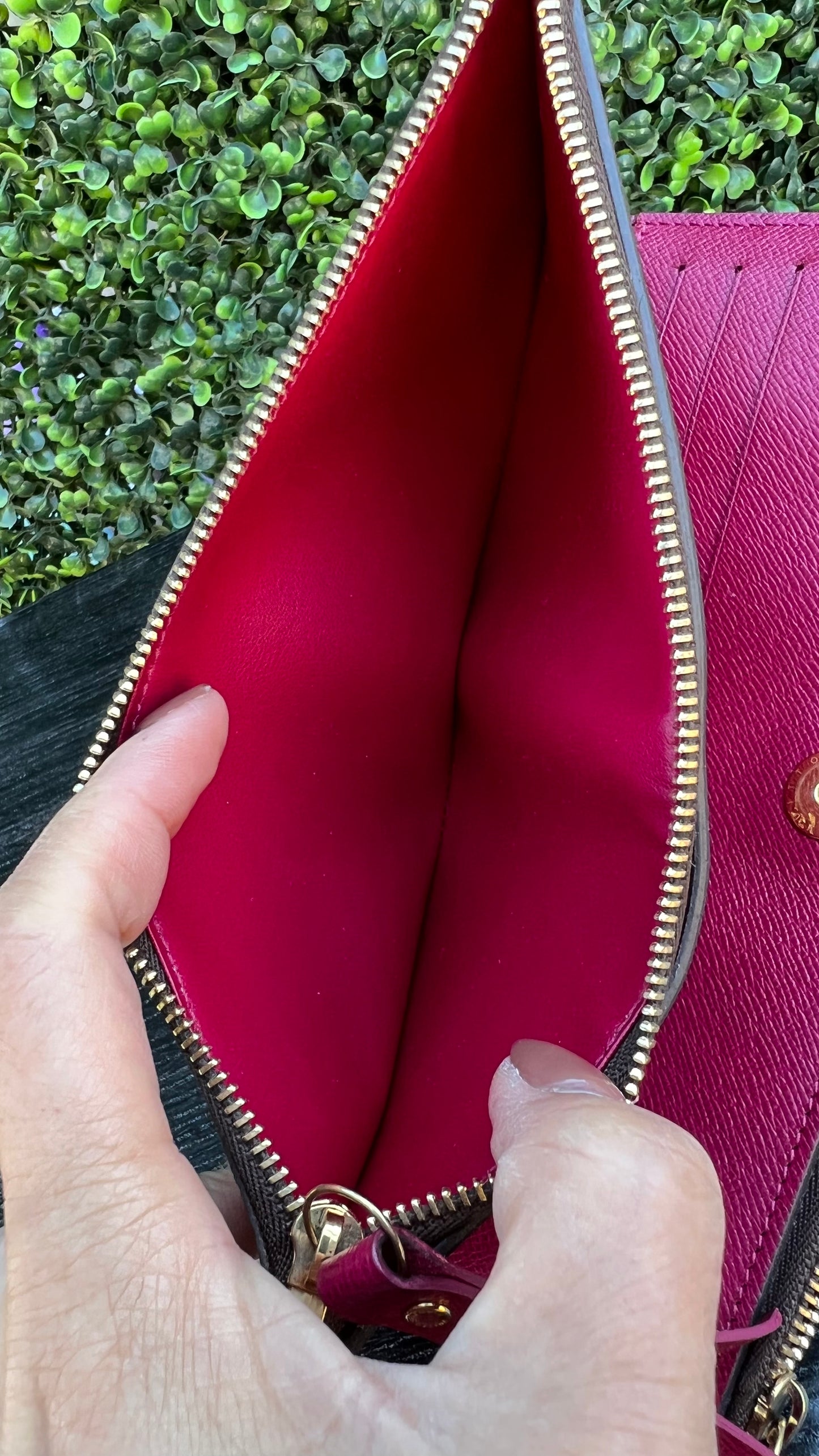 Adele Monogram Canvas Wallet Fuchsia