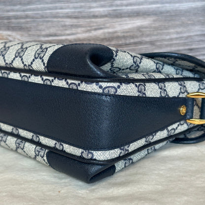 Vintage Web Navy Blue Crossbody Bag