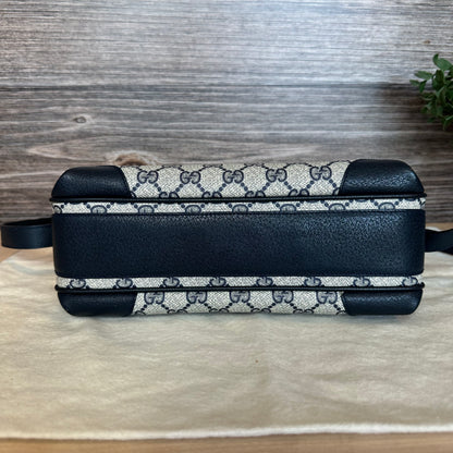 Vintage Web Navy Blue Crossbody Bag