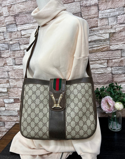 Vintage GG Supreme Sherry Line Equestrian Saddle Boots  Shoulder Bag