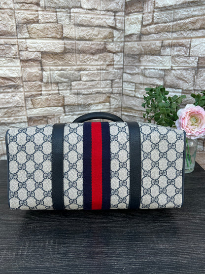 Vintage GG Supreme Navy Blue Boston Bag