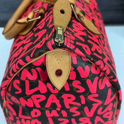 Authentic Pre-Owned Limited Edition Stephen Sprouse Graffiti Speedy 30 in Fuschia Pink