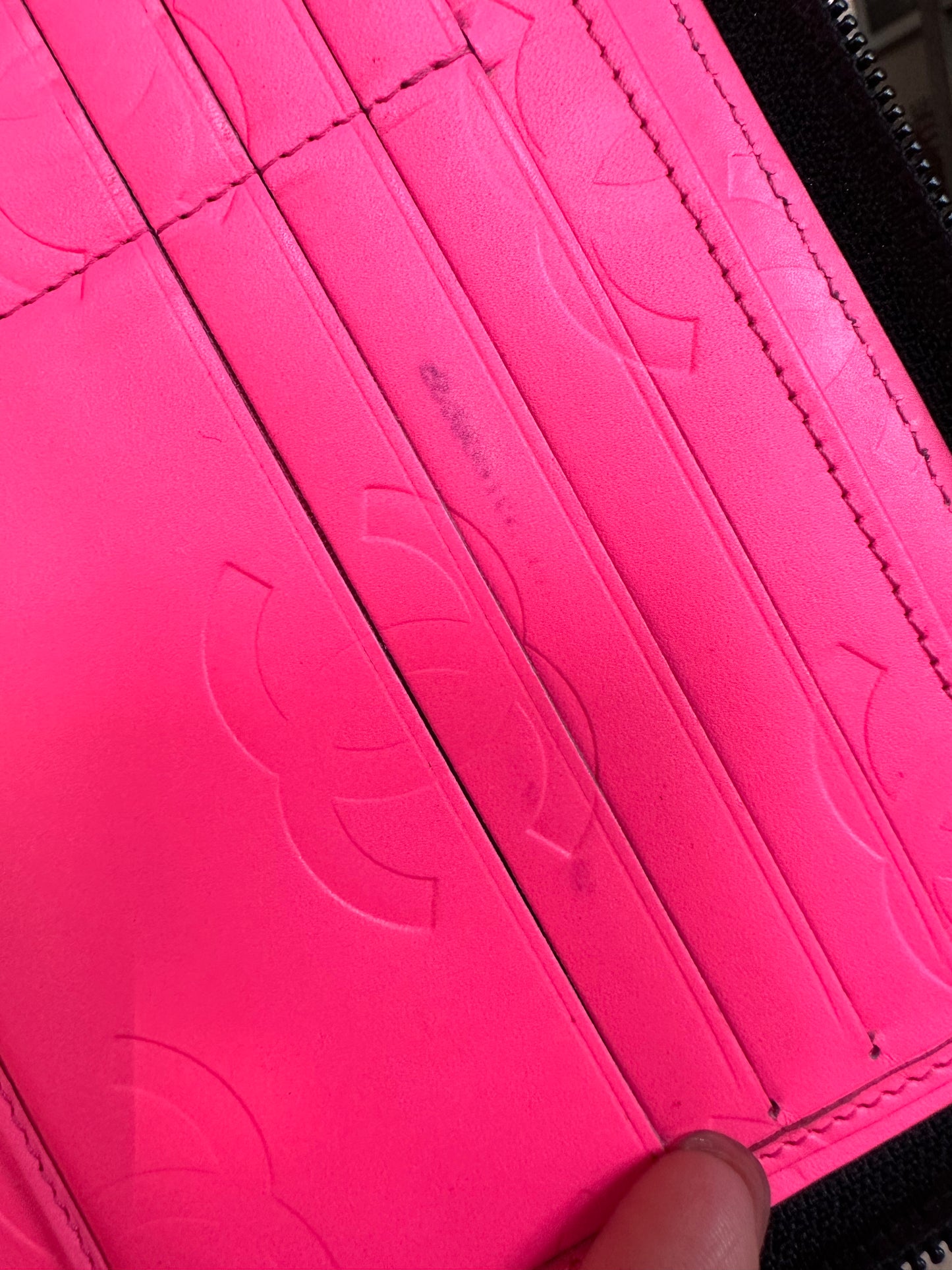 CC Black Calfskin Quilted Cambon Zip Around Organizer Clutch Wallet