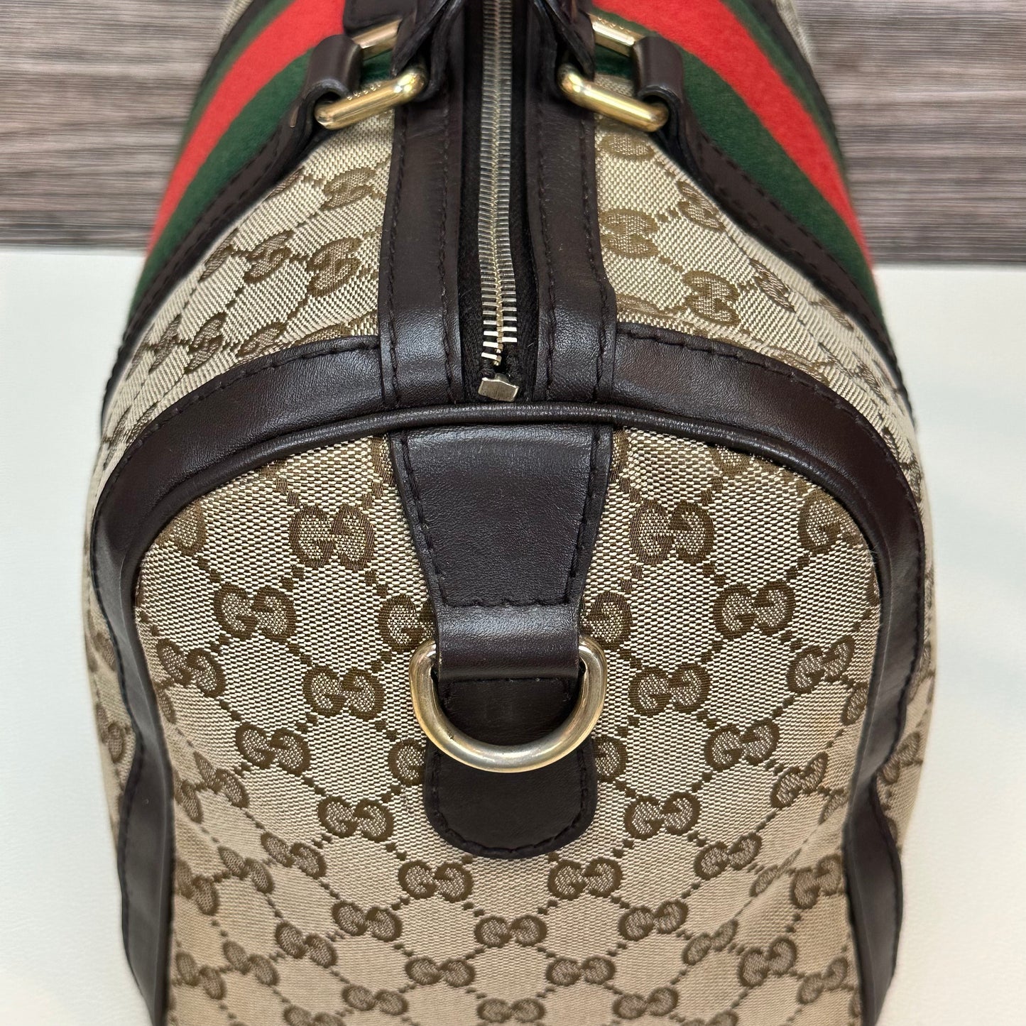 Boston Bag Vintage Web Dark Brown
