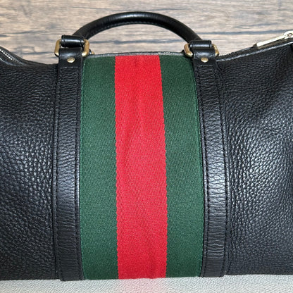 Vintage Web boston bag in black Leather