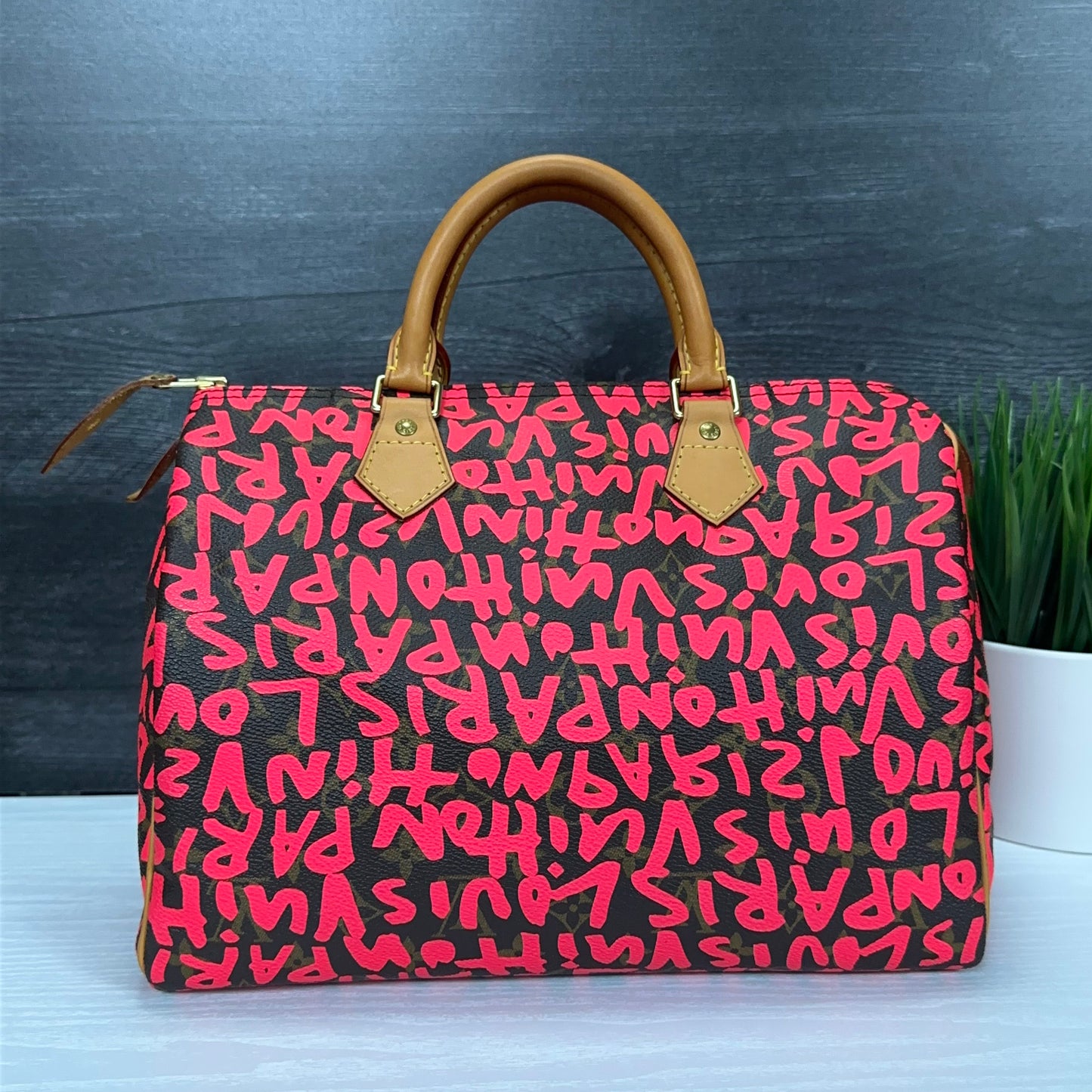 Authentic Pre-Owned Limited Edition Stephen Sprouse Graffiti Speedy 30 in Fuschia Pink