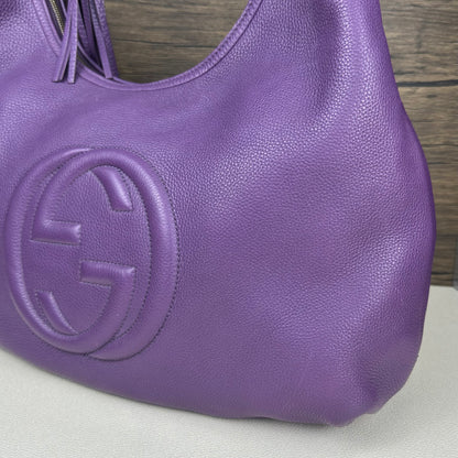 Large Soho Purple Leather Hobo Bag