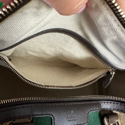 Gucci Vintage Web Dark Brown Medium Boston Bag