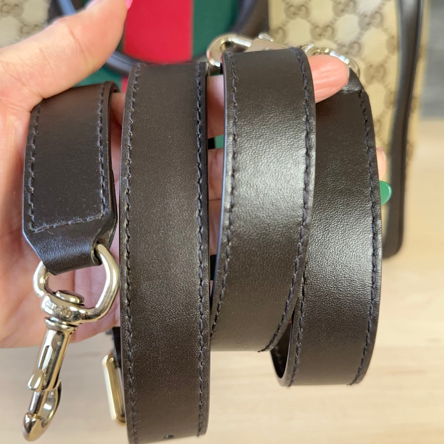 Gucci Vintage Web Dark Brown Medium Boston Bag