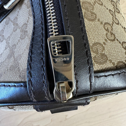 Gucci Vintage Web Dark Brown Medium Boston Bag