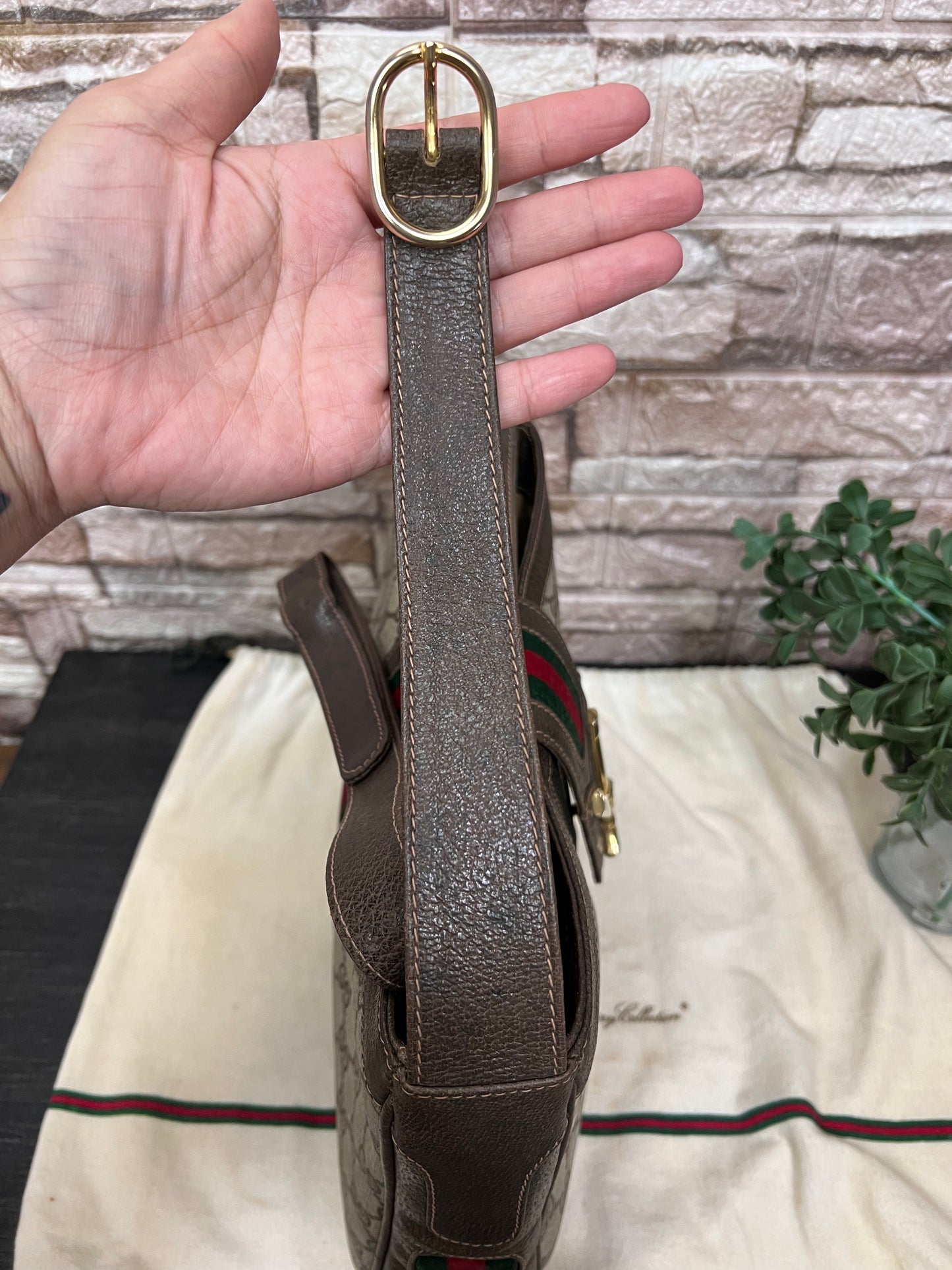 Vintage GG Supreme Sherry Line Equestrian Saddle Boots  Shoulder Bag