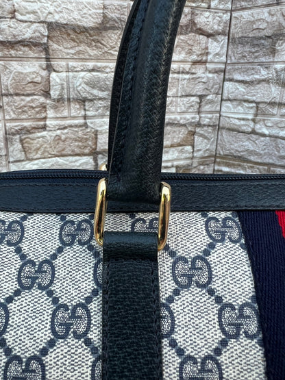 Vintage GG Supreme Navy Blue Boston Bag