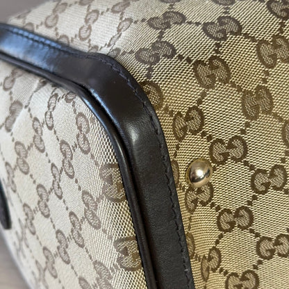 Gucci Vintage Web Dark Brown Medium Boston Bag