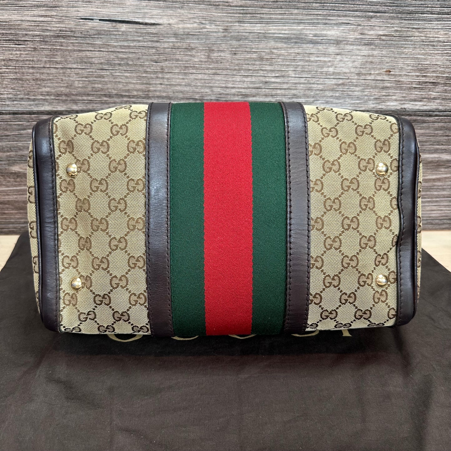 Vintage Web Boston Bag Dark Brown