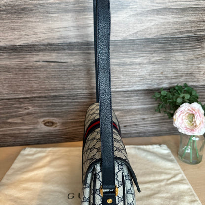 Vintage Web Navy Blue Crossbody Bag