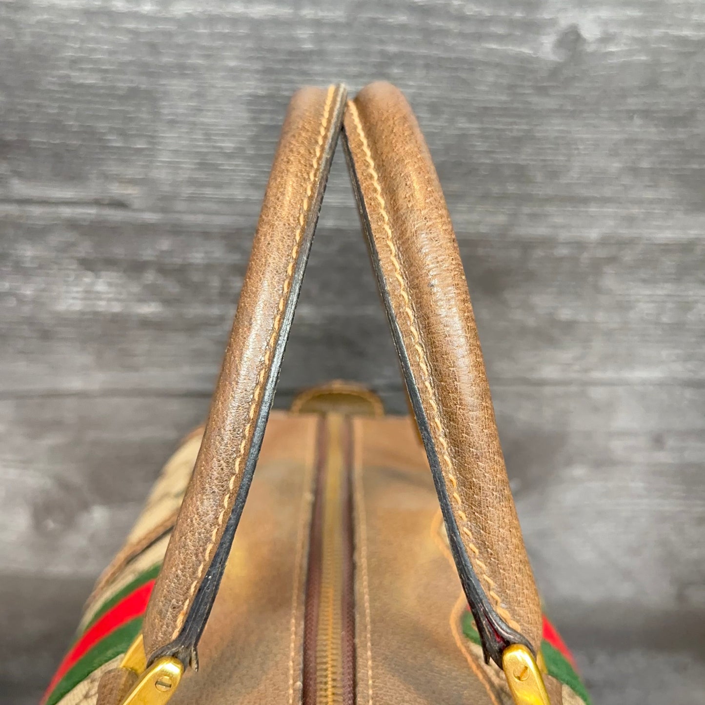 Vintage Gucci Sherry Line Web Boston Bag