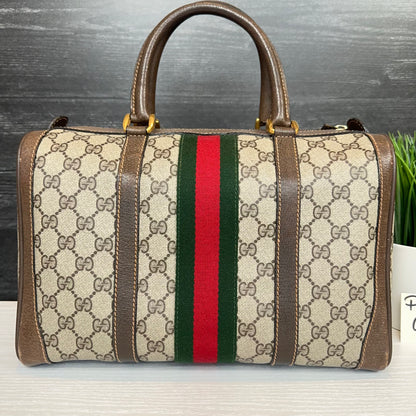 Vintage Gucci Sherry Line Web Boston Bag