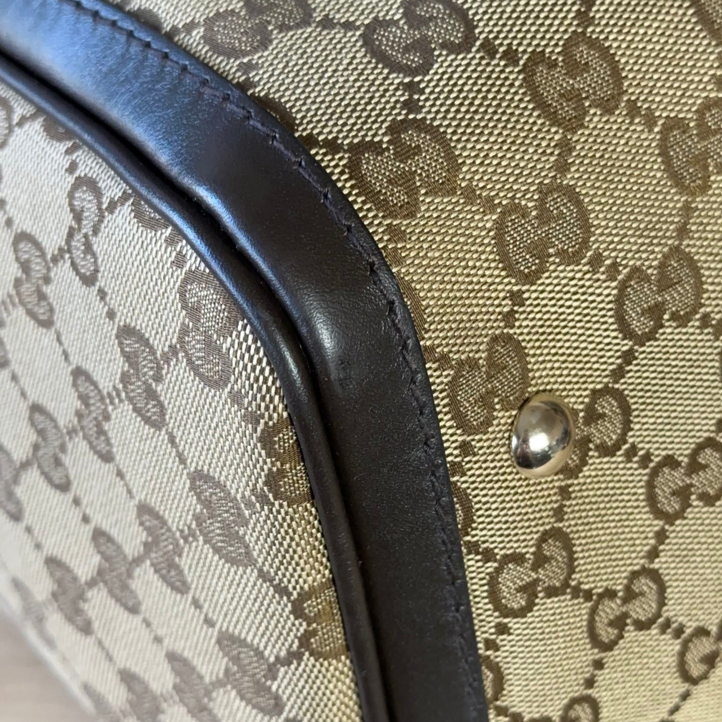 Gucci Vintage Web Dark Brown Medium Boston Bag